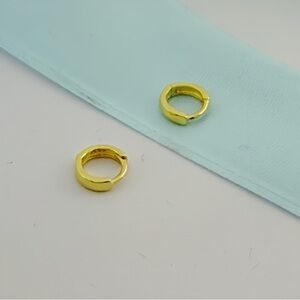 14K Gold Plated Silver tiny huggie earrings- 8mm SH003 Gold